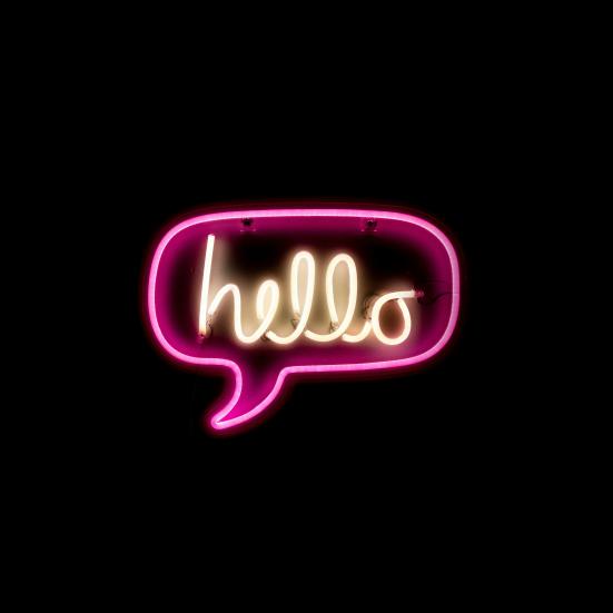 Forfatterakademiet "Hello" neon sign